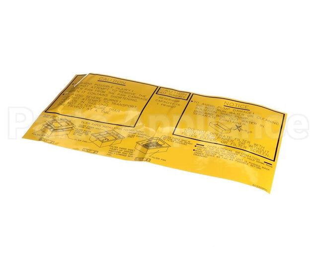 8022095 Frymaster Label, Fpp Filter Pan Assembly