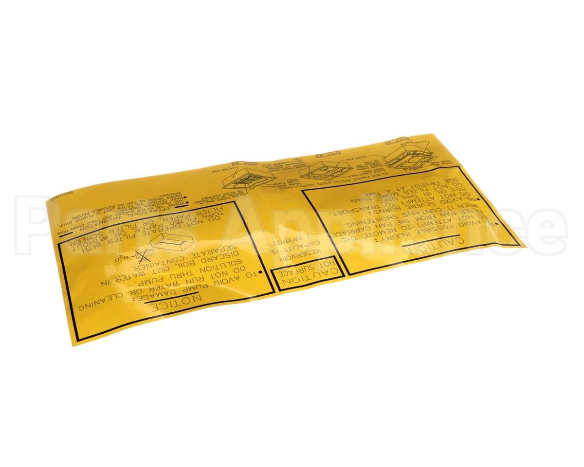 8022095 Frymaster Label, Fpp Filter Pan Assembly