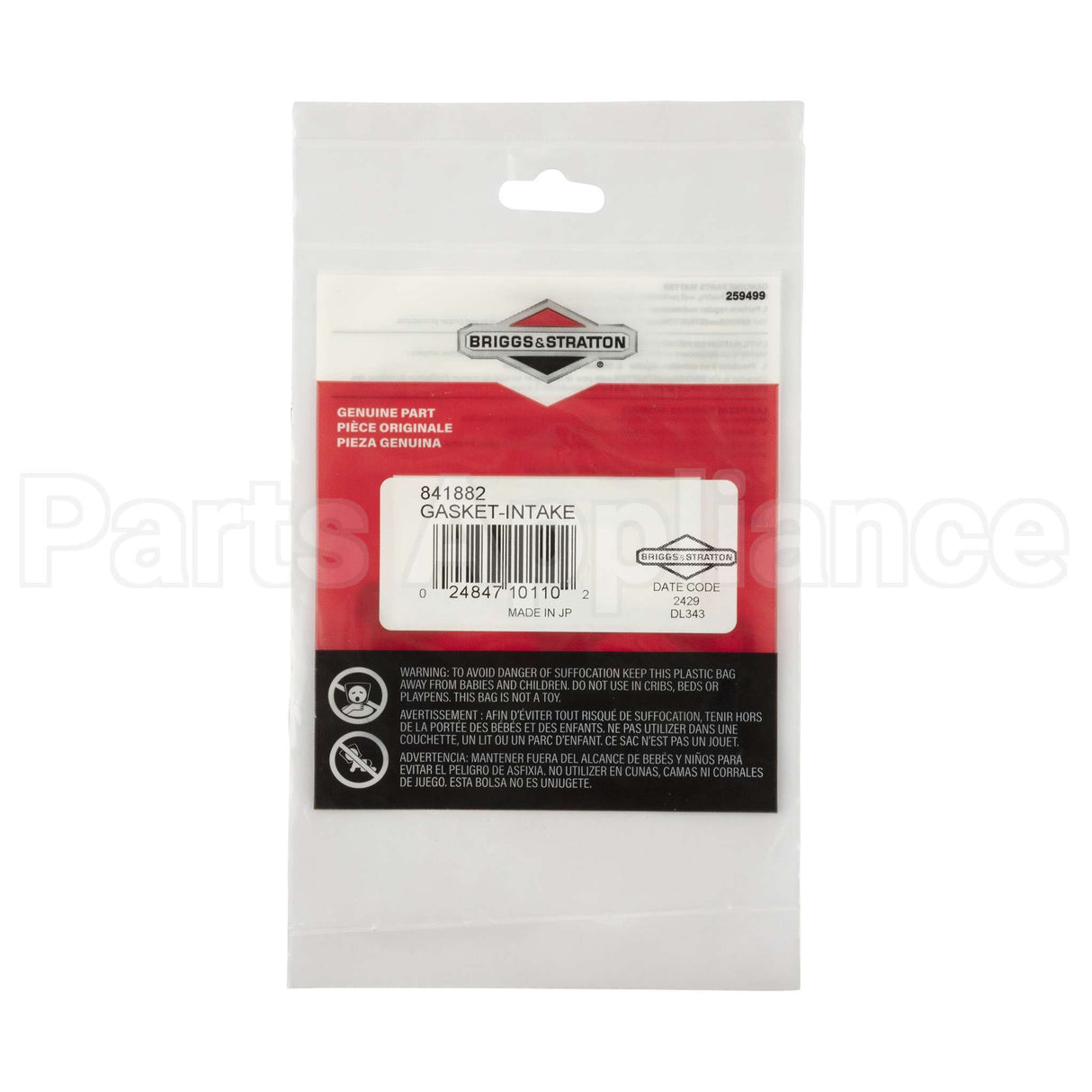 841882 Briggs & Stratton Gasket-Intake