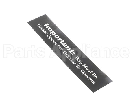 84967 Grindmaster Cecilware Decal, 800 Bag Under Spout