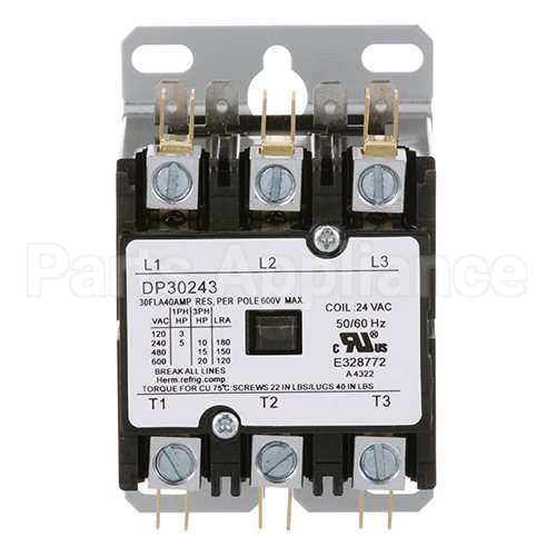 858102 Compatible Groen Contactor 3 Pole, 40 Amp 24V