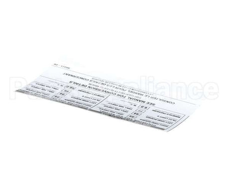 8837120 Apw Wyott Label, Orifice Size