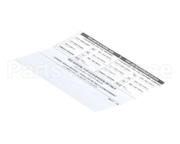 8837120 Apw Wyott Label, Orifice Size