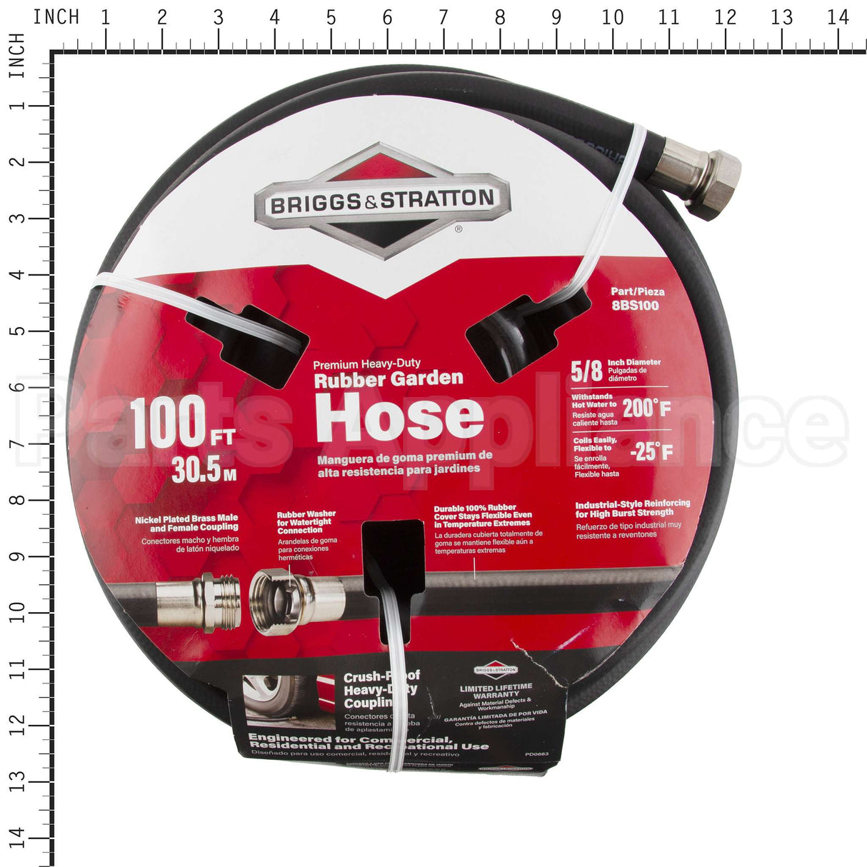 8BS100 Briggs & Stratton 100' Premium Rubber Hose