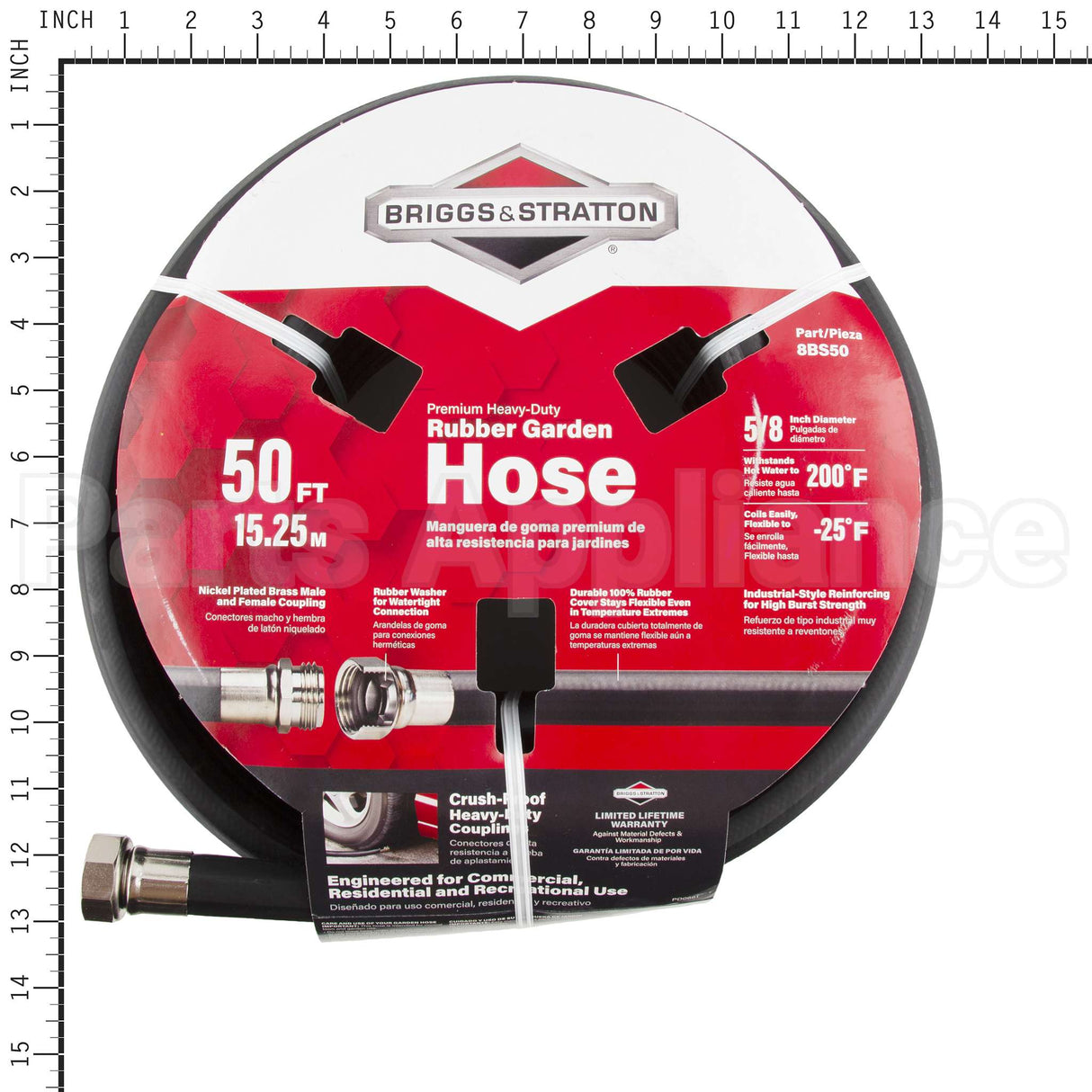 8BS50 Briggs & Stratton 5/8 X 50' Rubber Garden Hose