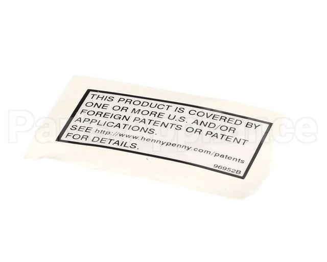 96952 Henny Penny Label-Patent, General