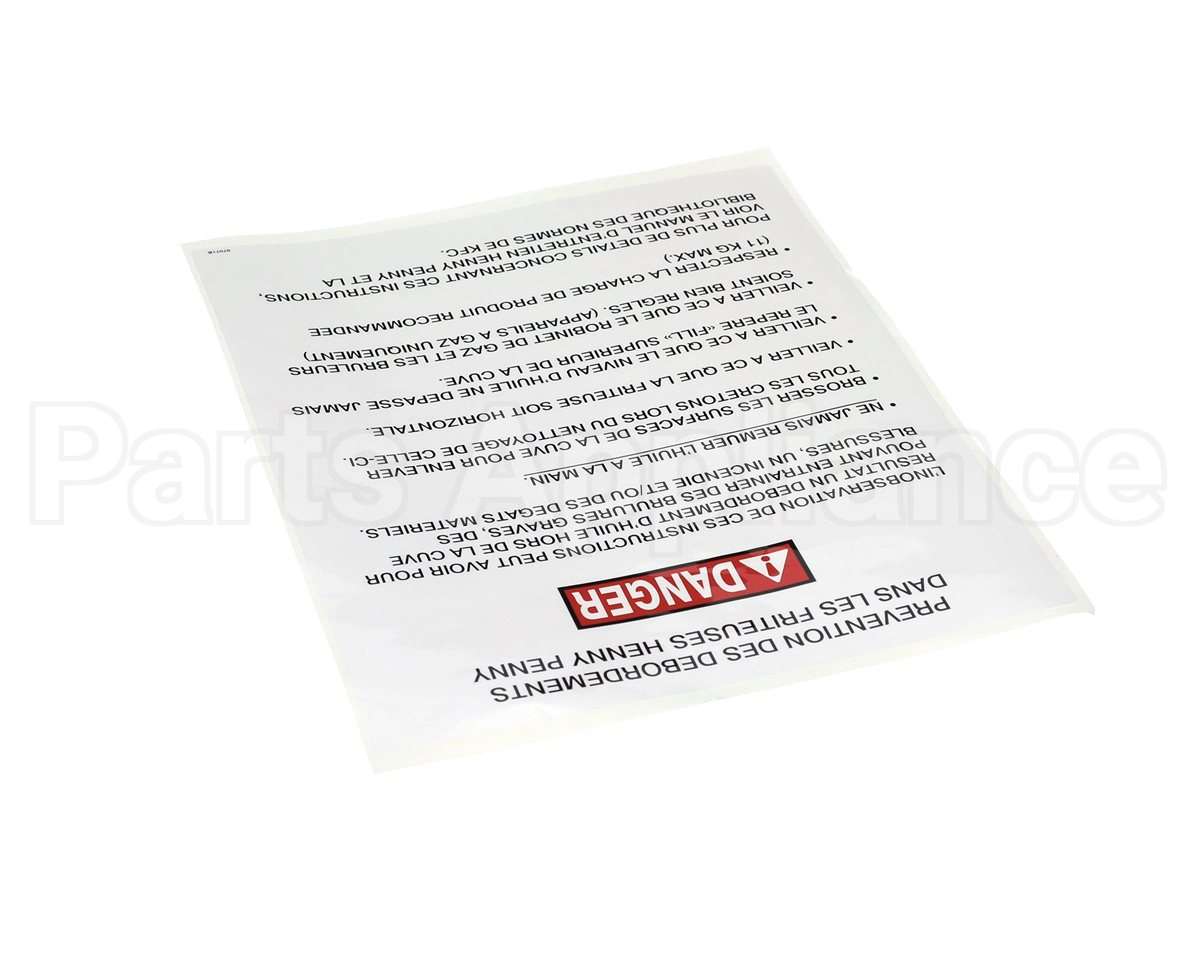 97071 Henny Penny Label-Boilover, Kfc,Fre