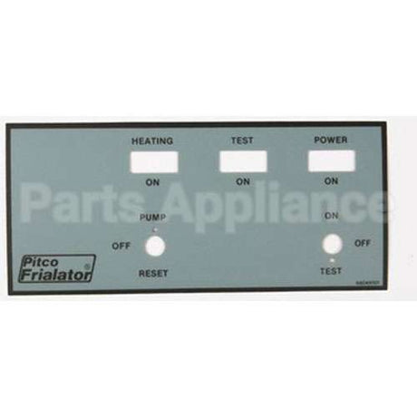 A6049101 Compatible Pitco Ovrly Fr Pnl Rh Label E147Ufm