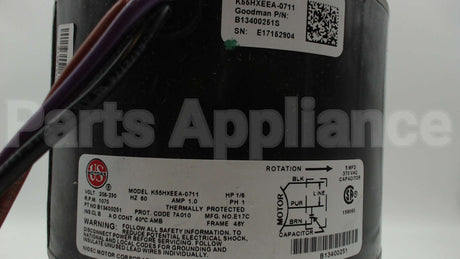 B13400251S Amana-Goodman 208/230V 1/6Hp 1075Rpm Mtr