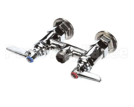 B-0225-LN T&S Brass Double Pantry Base Faucet, Swivel Outlet