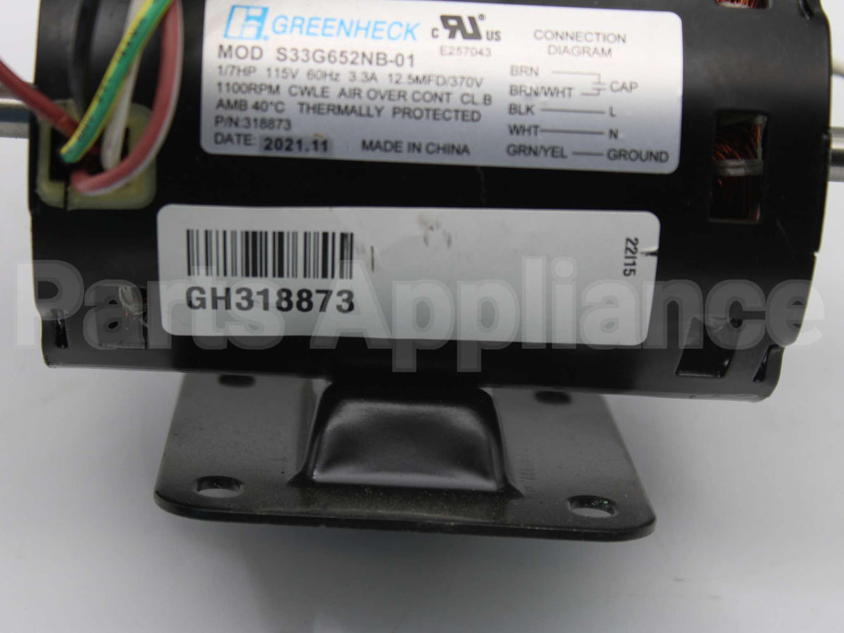318873 Greenheck 115V 1100Rpm 1Ph Double Shaft
