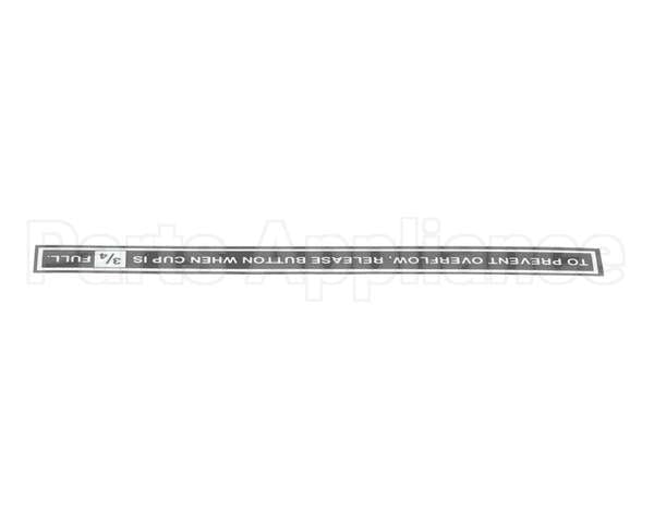 CA-1027 Wilbur Curtis Label, Prevent Overflow