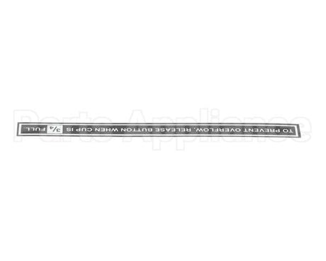 CA-1027 Wilbur Curtis Label, Prevent Overflow