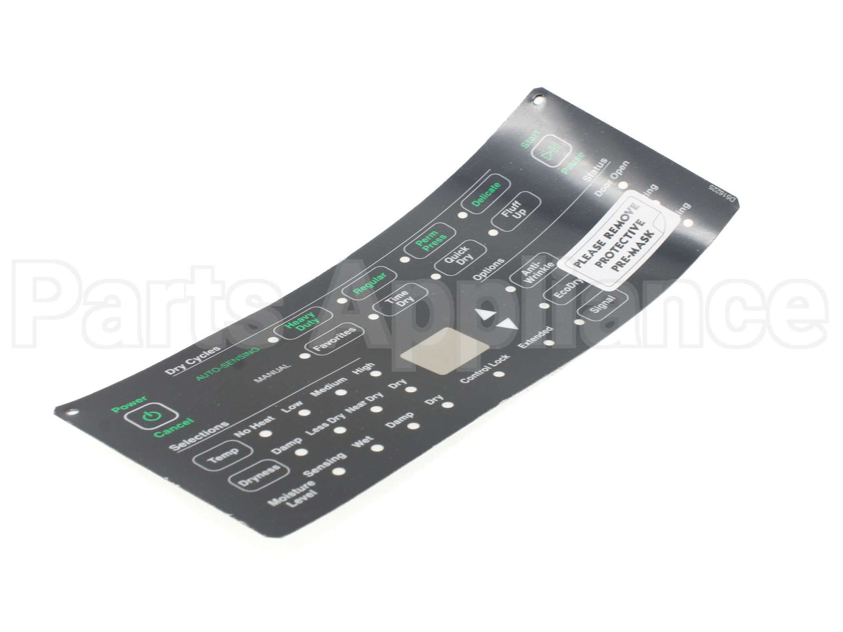 D516225 Speed Queen Overlay,Control Dryer Rc H4 Hec Sq Black