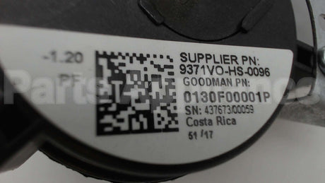 0130F00001P Amana-Goodman -1.20"Pf Spst Pressure Switch