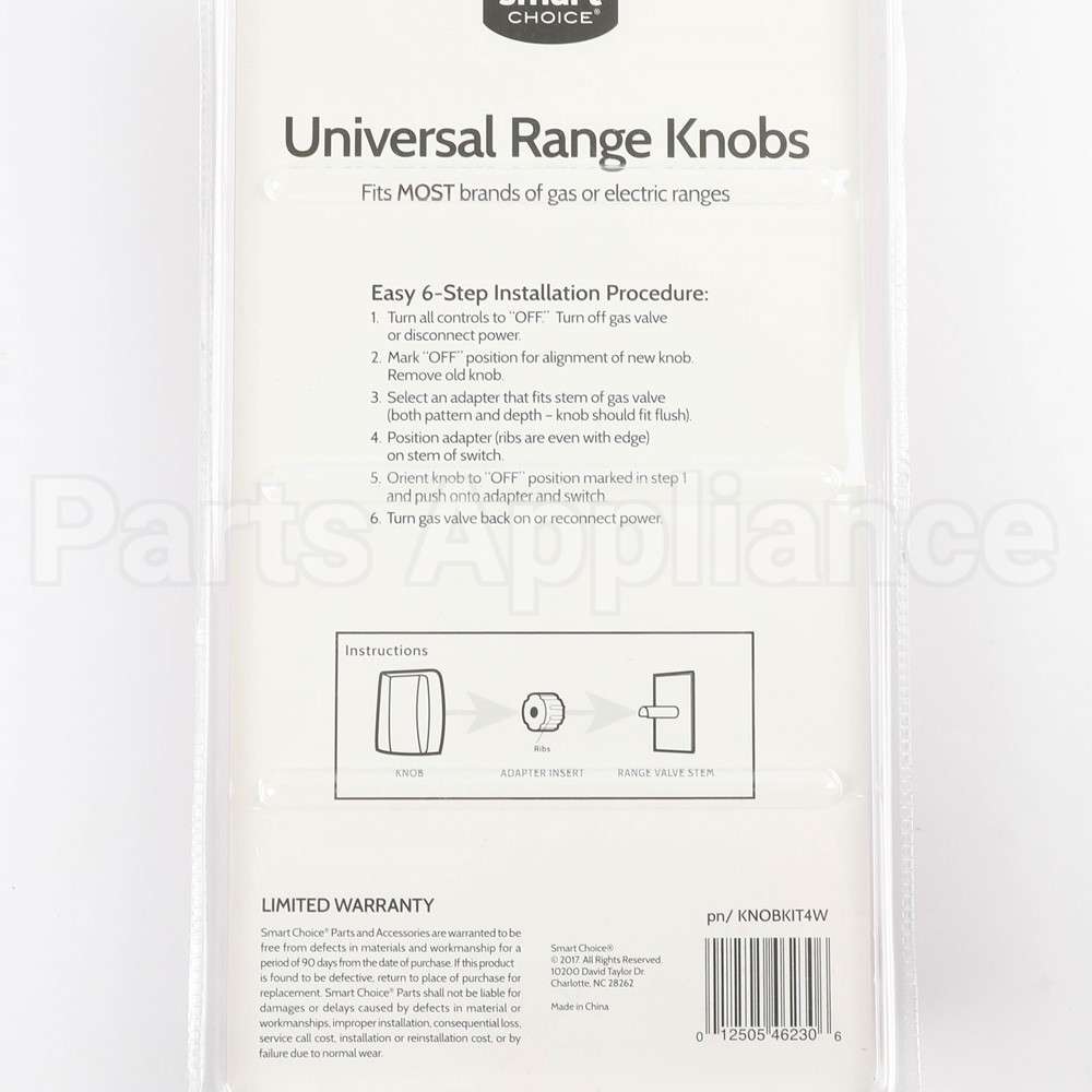 KNOBKIT4W Frigidaire Universal Range Knob Kit, White