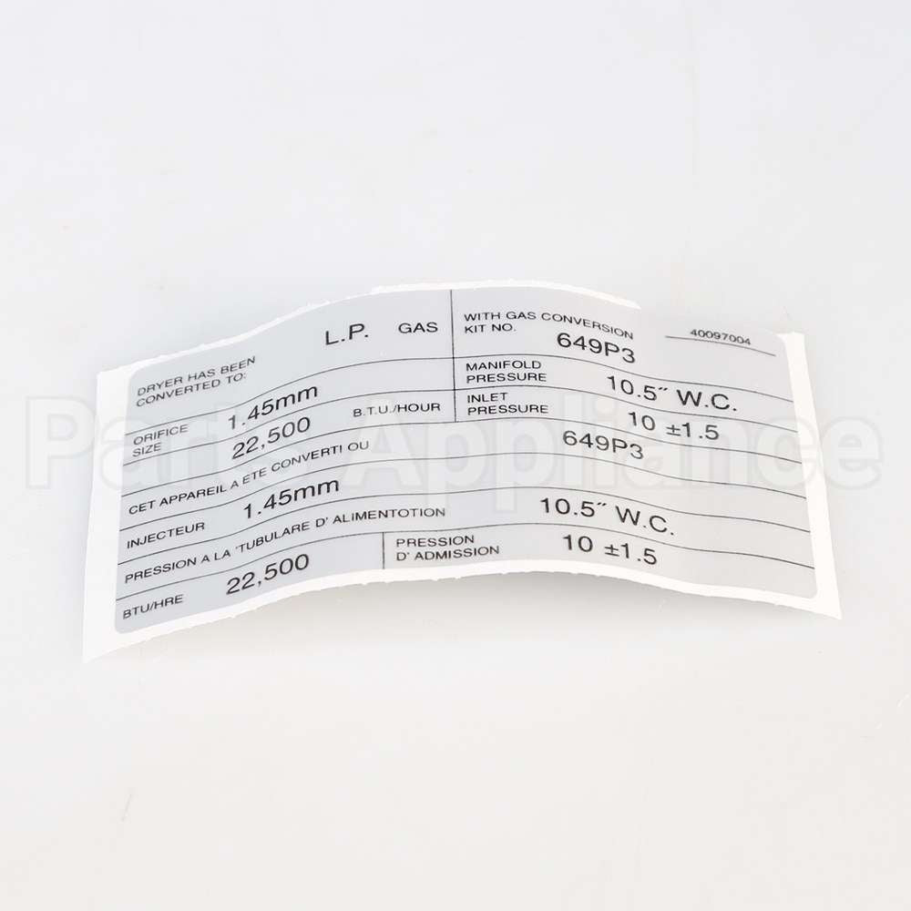 LPK1 Whirlpool Lp Gas Conv Kit Single P