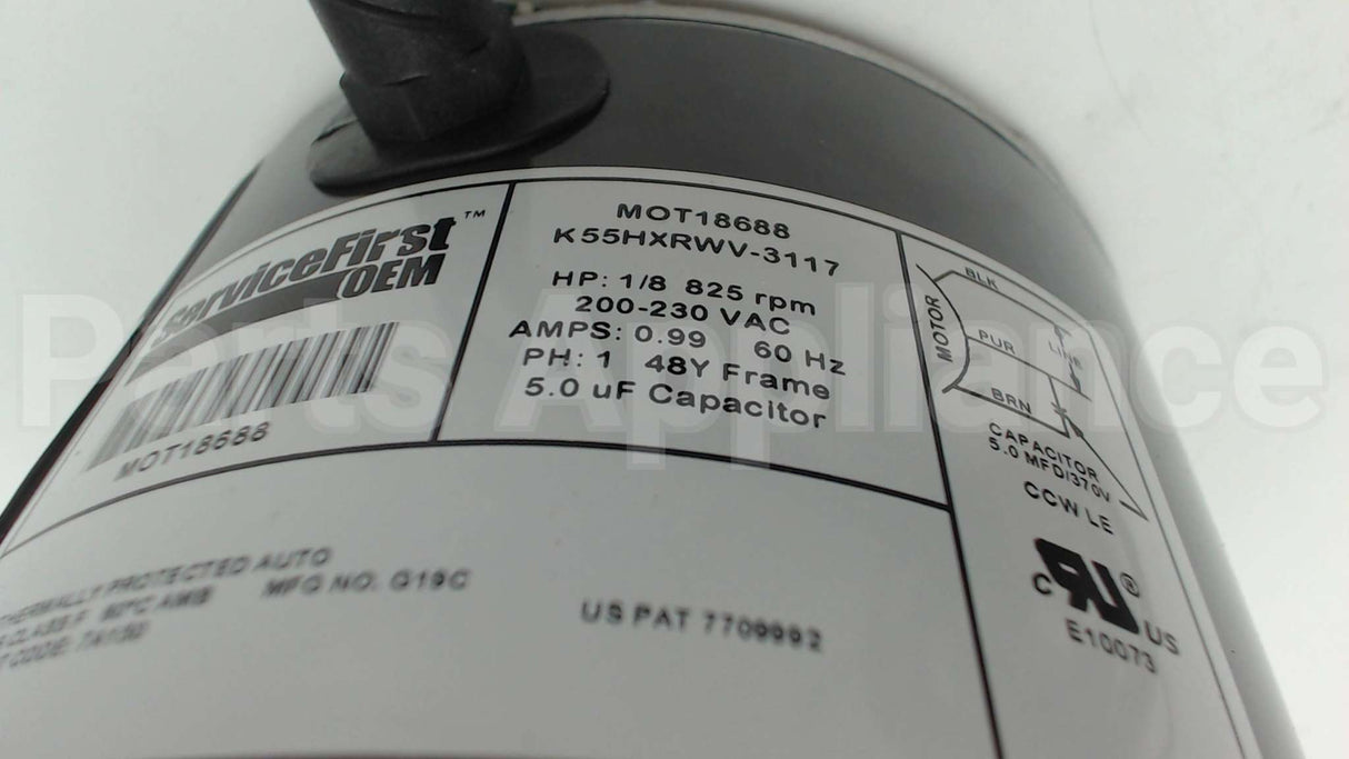 MOT18688 Trane 1/8Hp 200-230V 825Rpm 48 Motor
