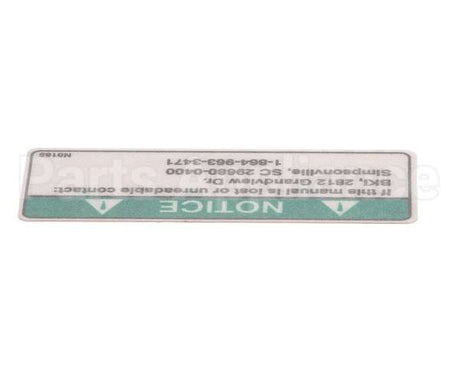 N0165 Bki Decal, Notice Lost Manual