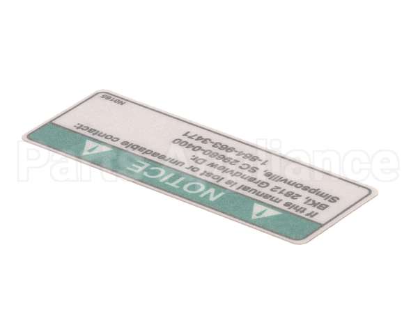 N0165 Bki Decal, Notice Lost Manual