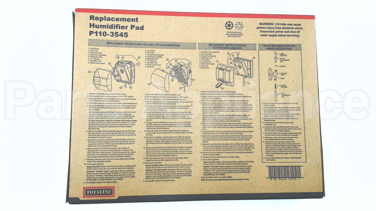 P110-3545 Carrier 13"X10"X1 3/4" Humidifier Pad