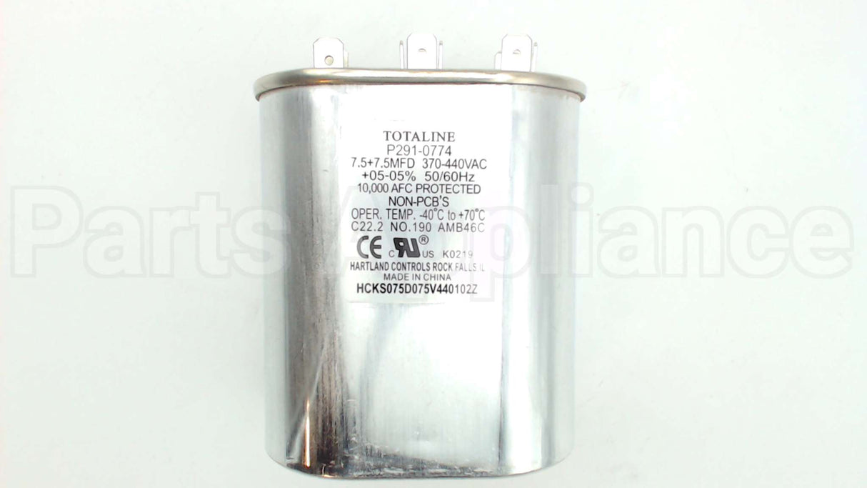 P291-0774 Carrier 7.5/7.5Mfd 440V Oval Capacitor