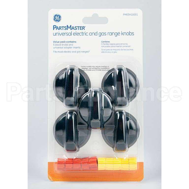 PM03X10001 GE Univ Elec & Gas Knobs (Qty 5 Black)