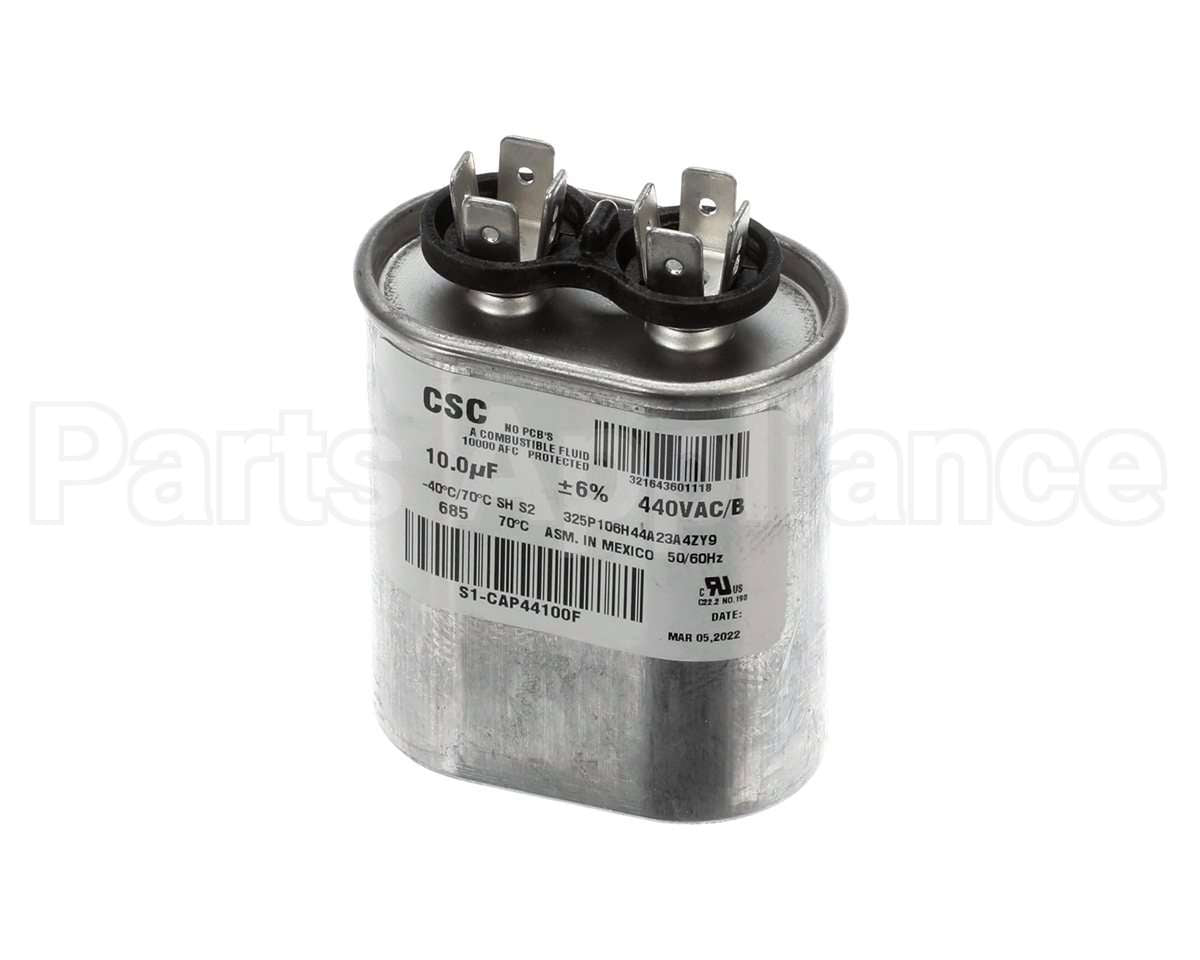 S1-CAP44100F York 440V 10Mfd Run Single Cap Flat