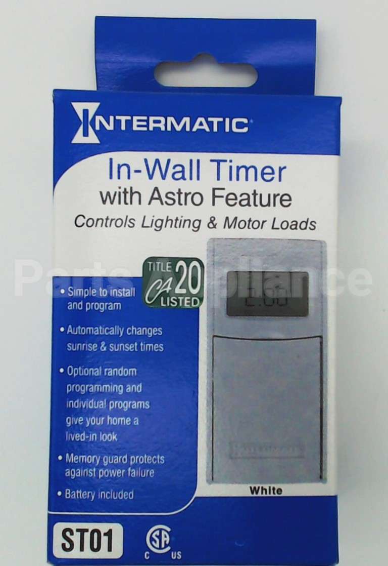 ST01 Intermatic 42On/Off Ops Wht In-Wall Timer