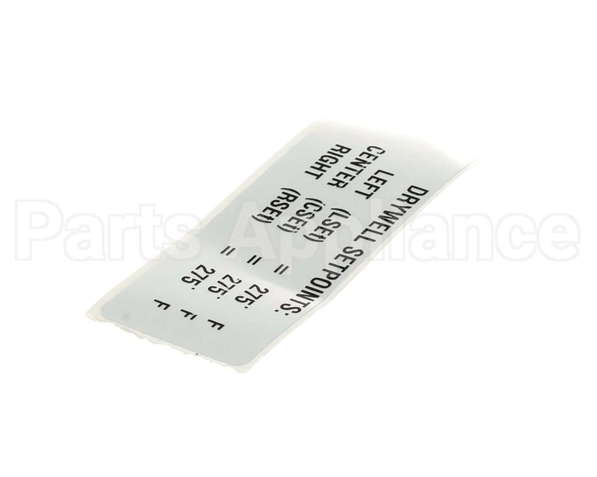 TBP00149 Delfield Label,Drywell Setpoints