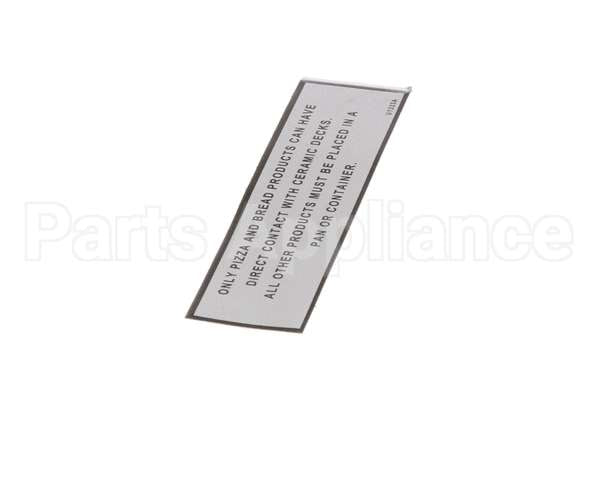 U1333A Bakers Pride Label; Warning [Pizza Oven/Cor