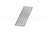 U1333A Bakers Pride Label; Warning [Pizza Oven/Cor