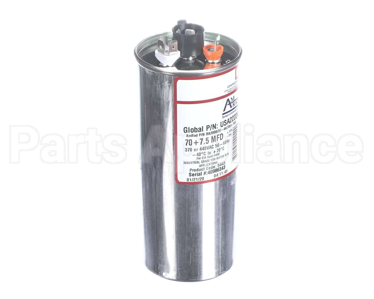 USA2222A Trane Capacitor; 70/7.5Mfd 370/440V Rd Usa Mad