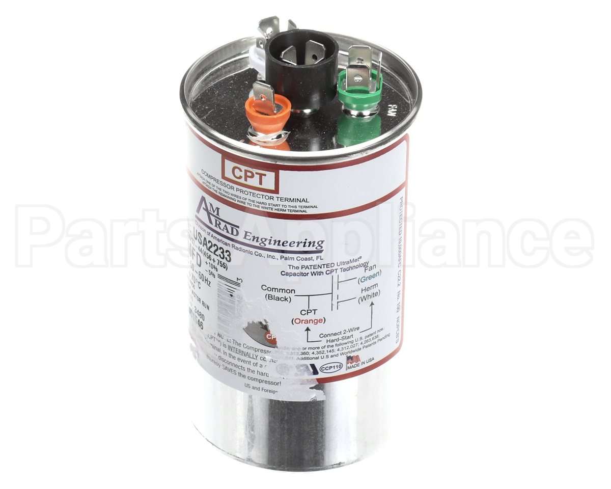 USA2233 Trane Capacitor; 45/7.5Mfd 370/440V Rd Usa Mad