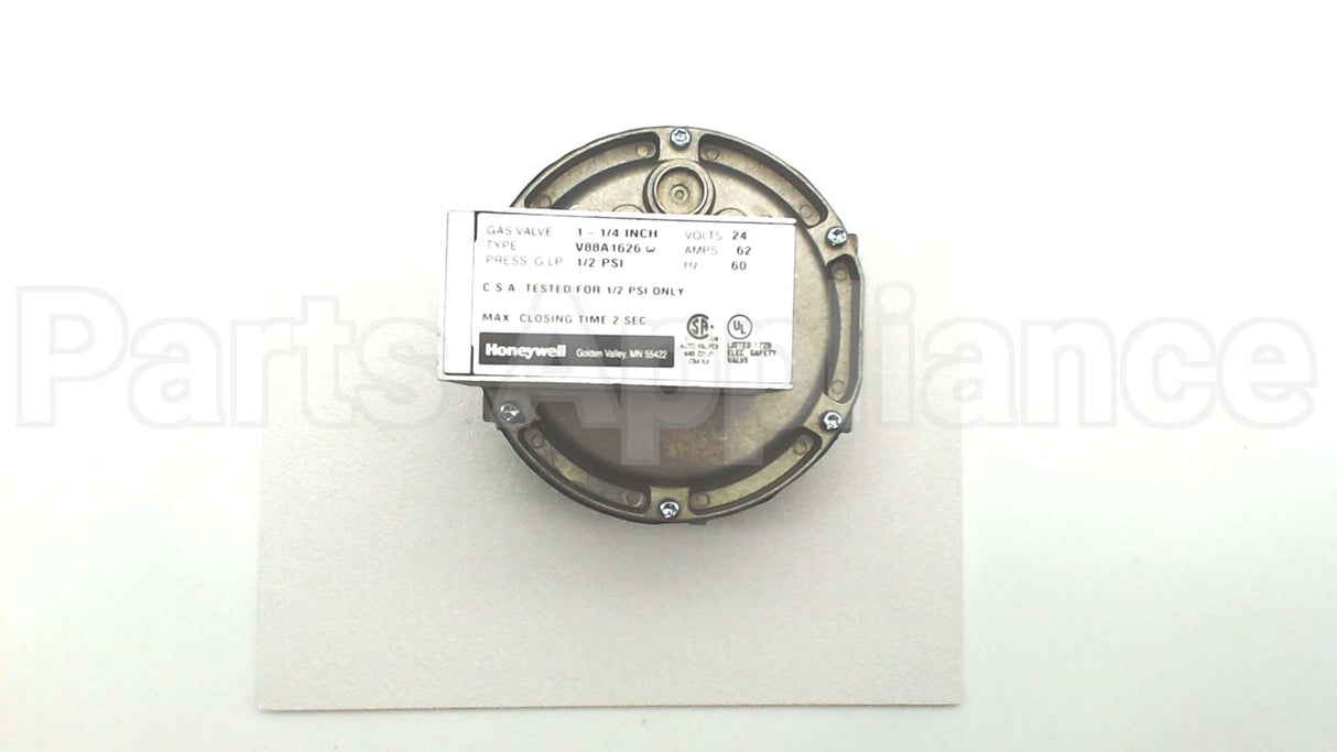 V88A1626 Honeywell 1 1/4" Gas Valve 24V 1/2# Max