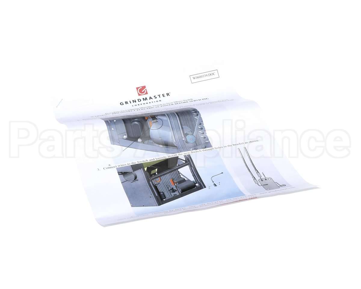 W0600339 Grindmaster Cecilware Instruction Sheet,Merc Sw Rpl