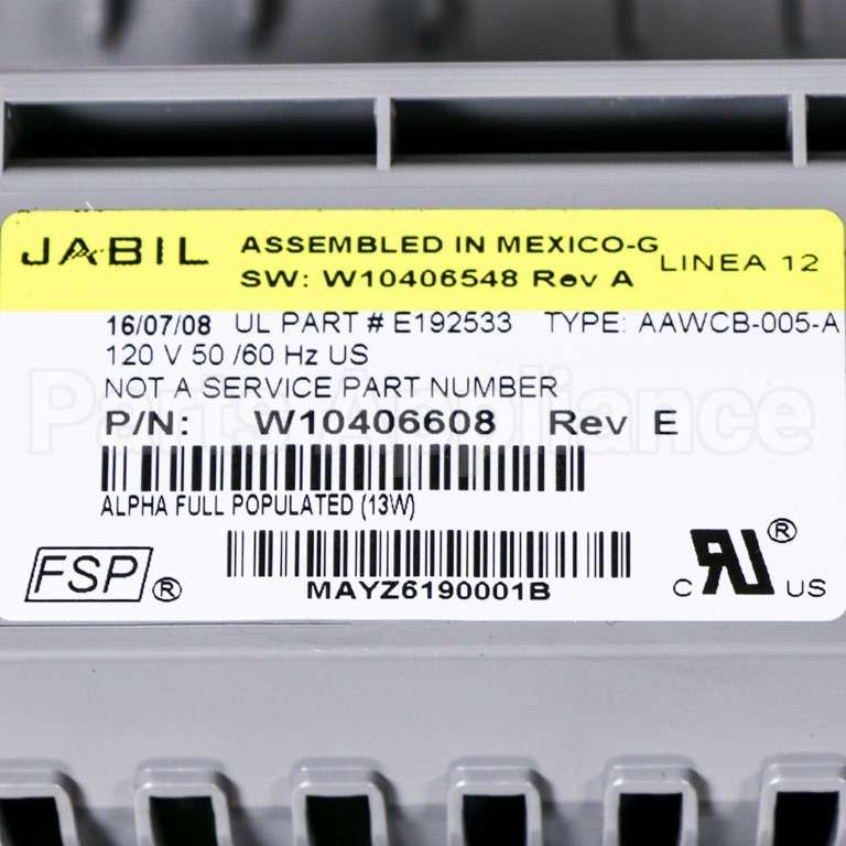 W10406633 Whirlpool Control Unit - Central