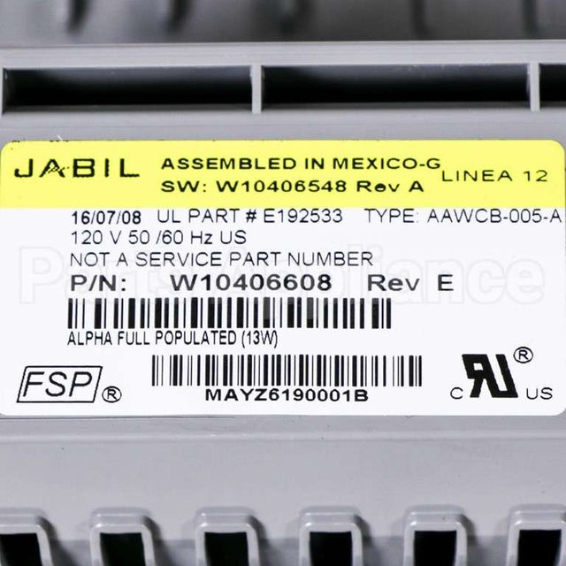 W10406633 Whirlpool Control Unit - Central