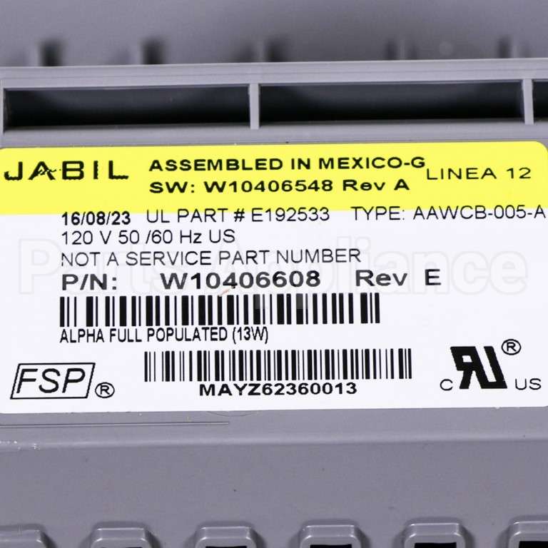 W10406634 Whirlpool Control Unit - Central