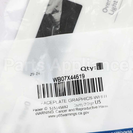 WB07X44619 GE Faceplate Graphics-White