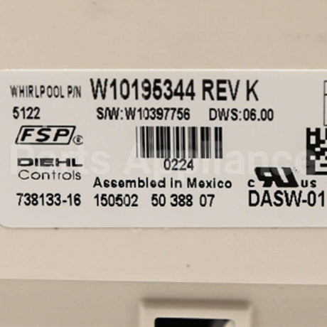 WPW10195344 Whirlpool Cntrl-Elec
