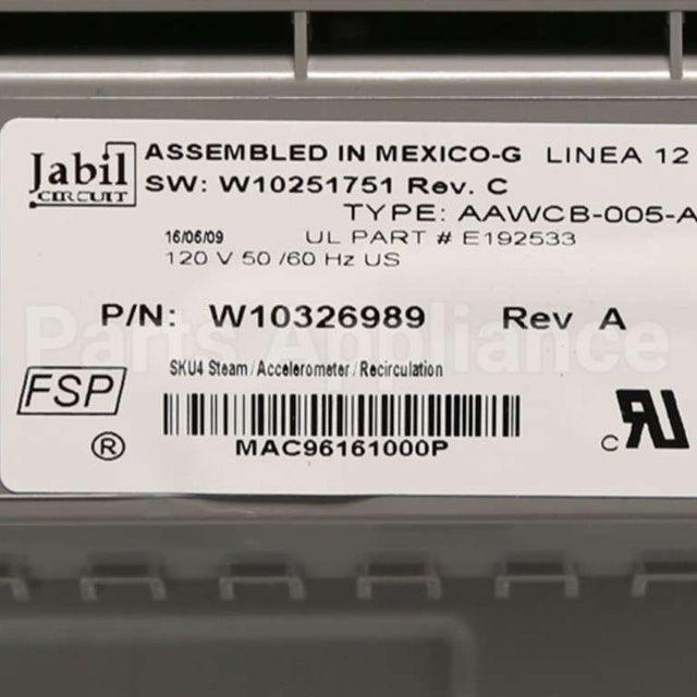WPW10326989 Whirlpool Cntrl-Elec