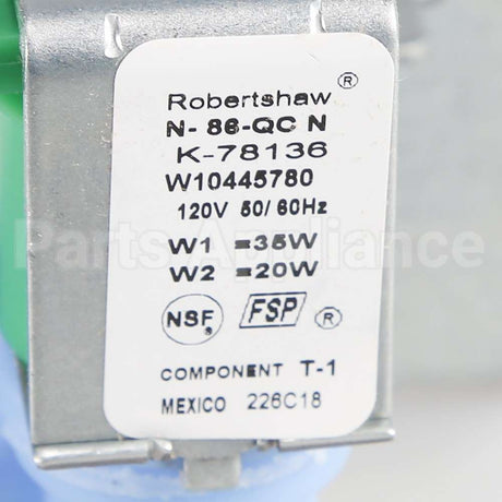 WPW10445780 Whirlpool Valve-Inlt