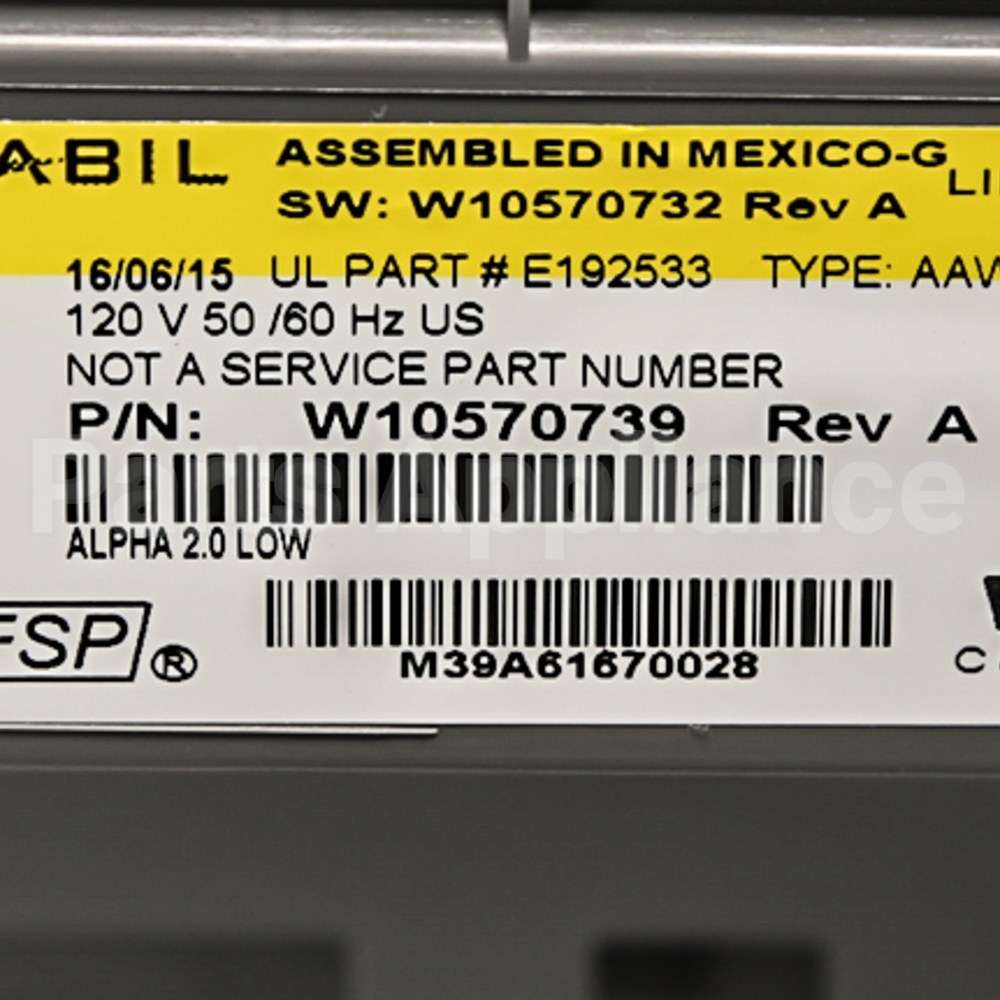 WPW10577895 Whirlpool Cntrl-Elec
