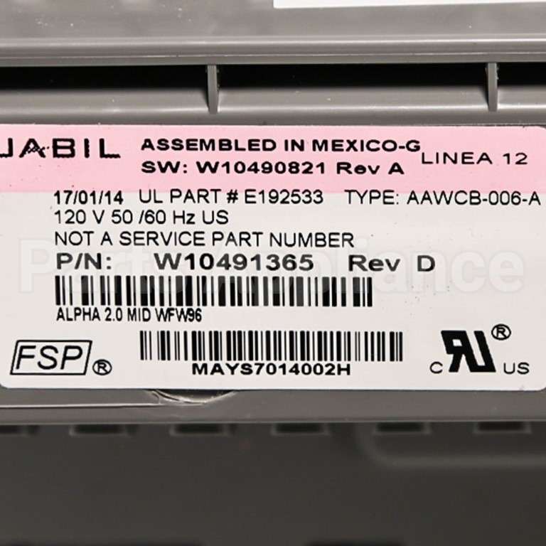 WPW10701570 Whirlpool Cntrl-Elec