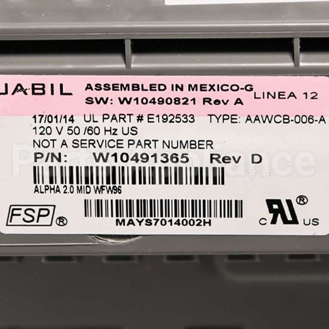 WPW10701570 Whirlpool Cntrl-Elec